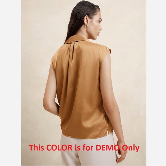 Banana Republic Factory Collared Blouse Brown Sz Small, Medium, Large, XL - Picture 4 of 12